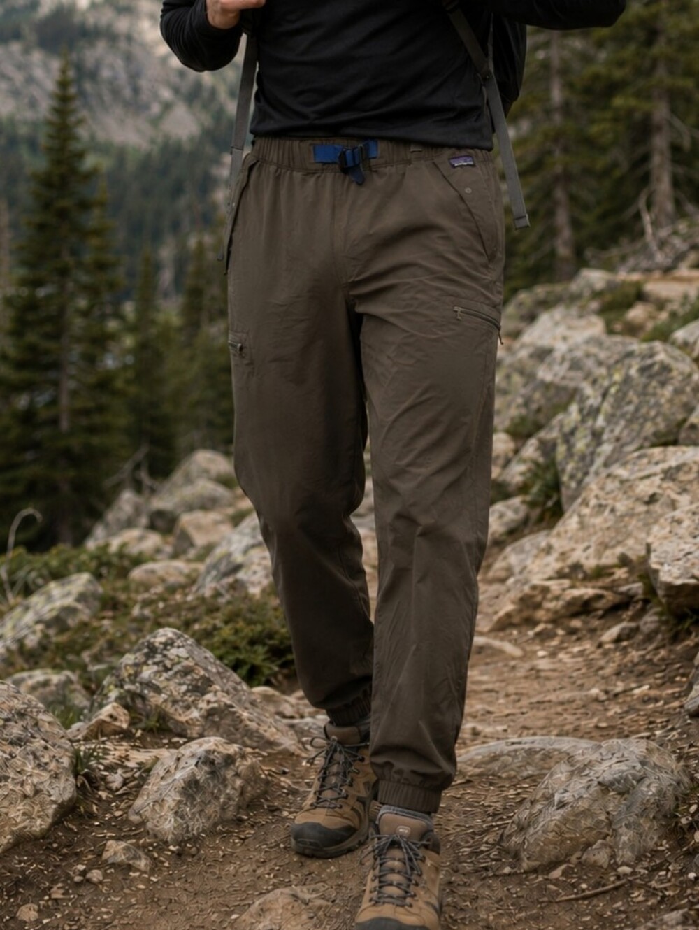Patagonia Outdoor Everyday Pants - Basin Green Large Active Hiking Summer Belted